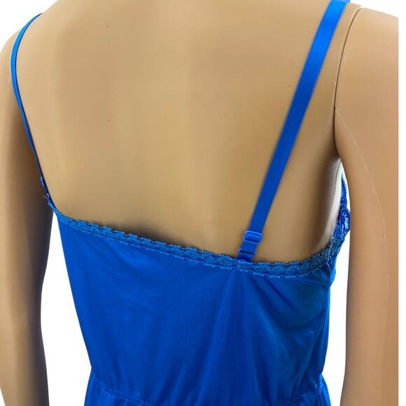 Wonder Maid SMALL VINTAGE 70s USA Blue Lace Teddy Antron Nylon Sissy Snap Crotch - Picture 5 of 9